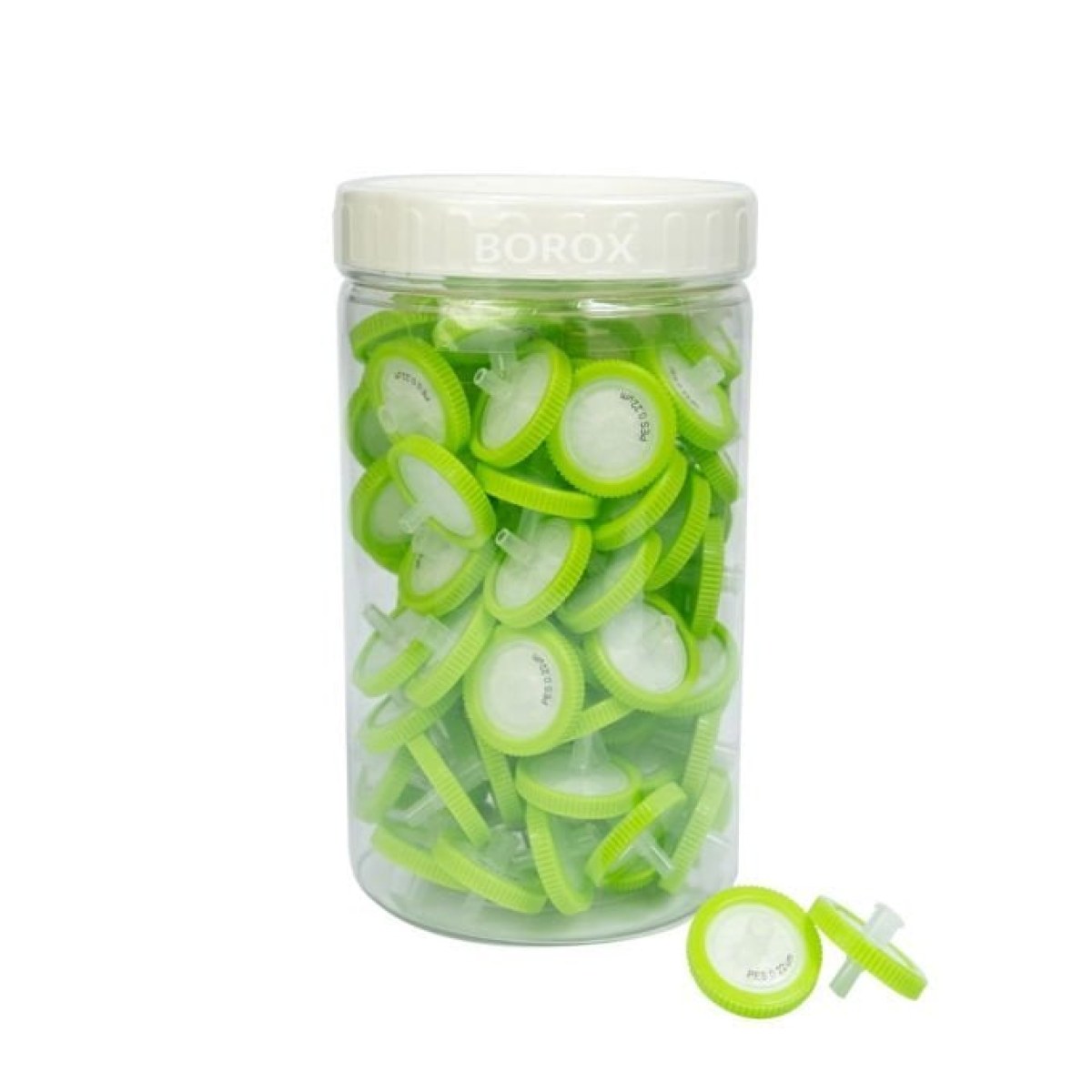 Borox Polietersülfon Şırınga Filtre - Non Steril 0.22µm - PES Syringe Filter - Yeşil - 100 Adet