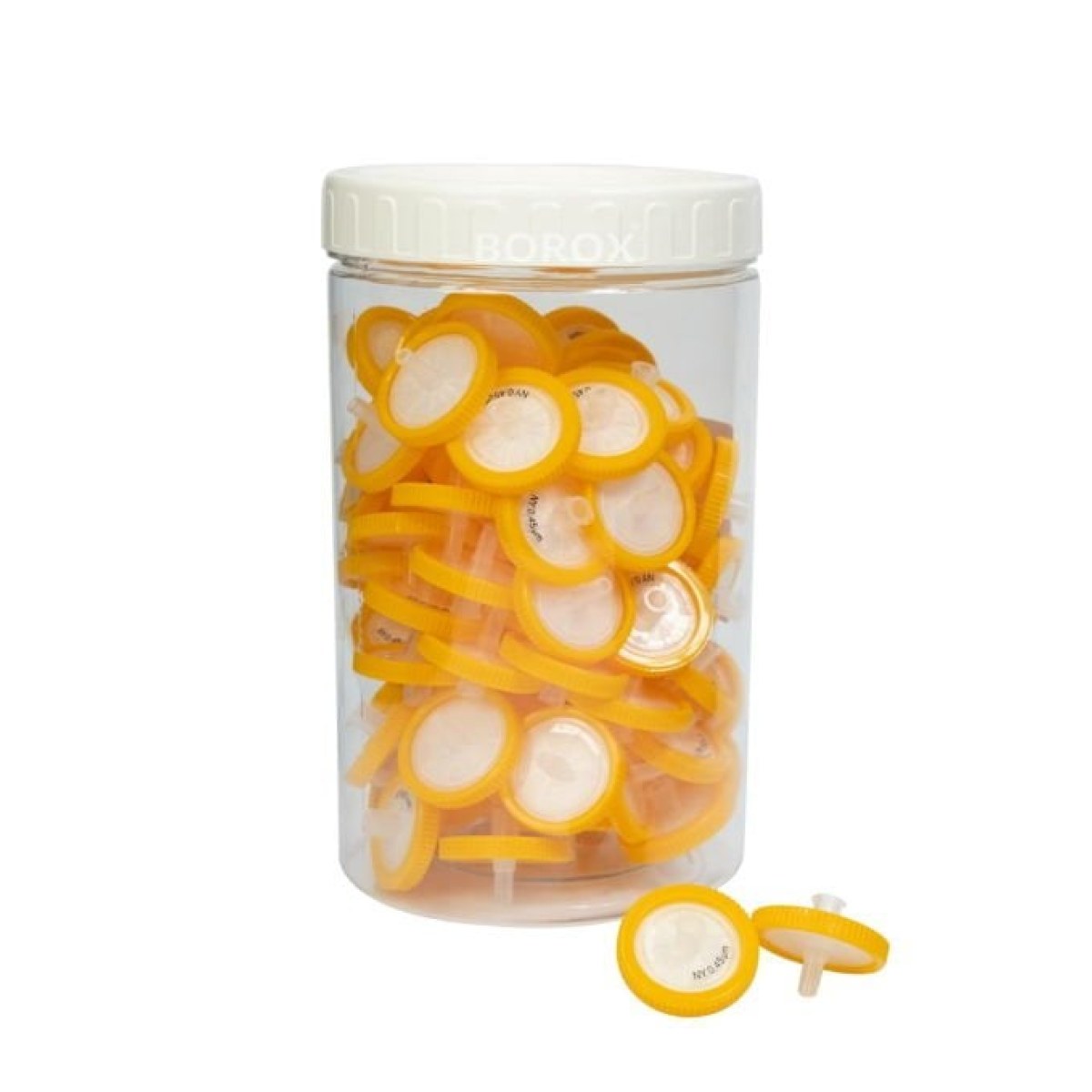 Borox Naylon Şırınga Filtre - Non Steril 0.45µm - Nylon Syringe Filter - Turuncu - 100 pcs