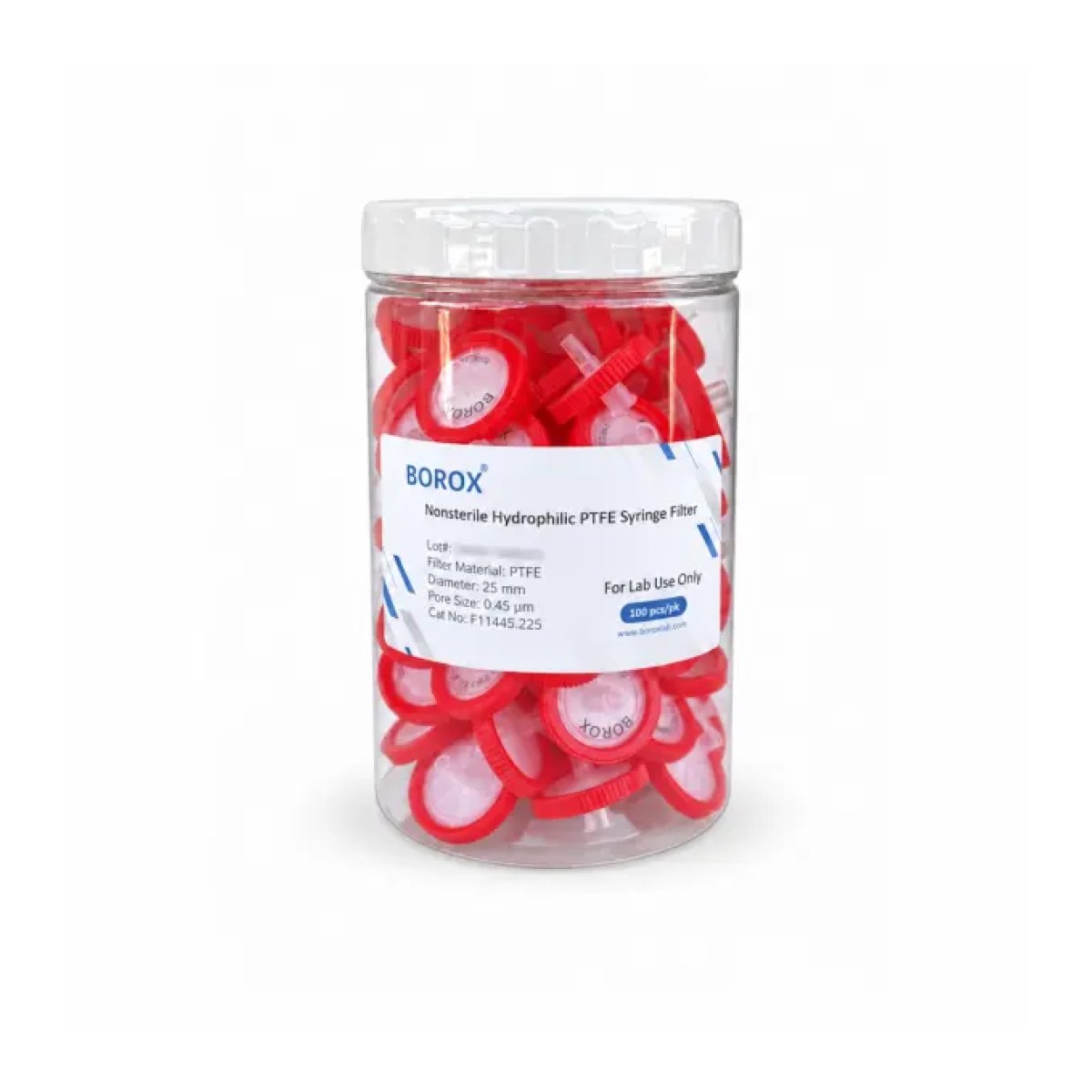 Borox Şırınga Filtre PTFE - Non Steril 0.45µm - Kırmızı - 100 Adet