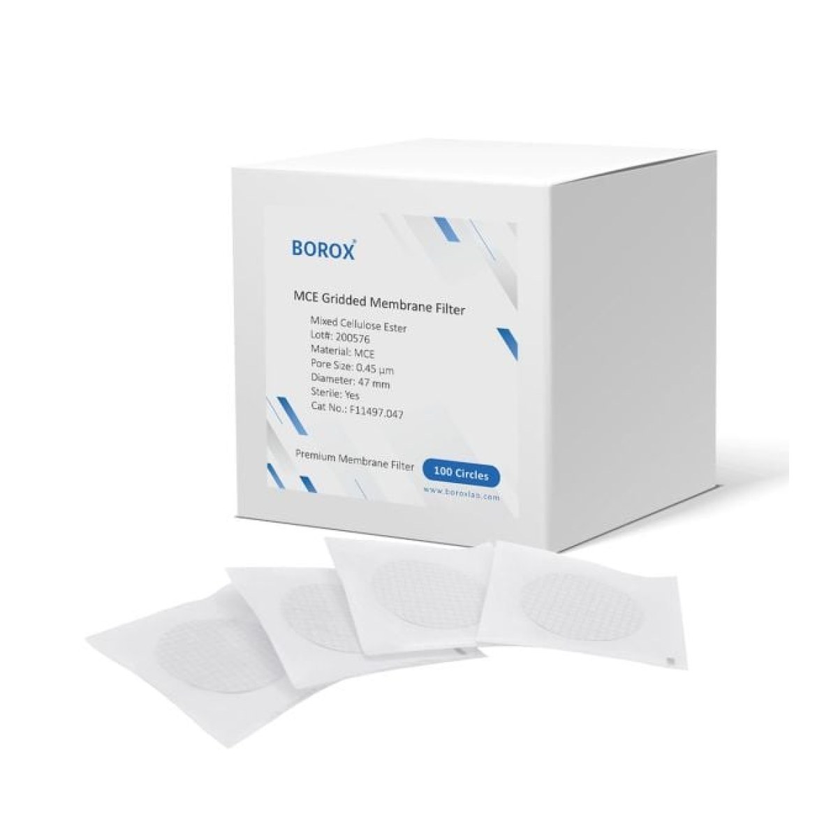 Borox Selüloz Asetat Membran Filtre Steril 0.45µm - 47mm - 100 Adet