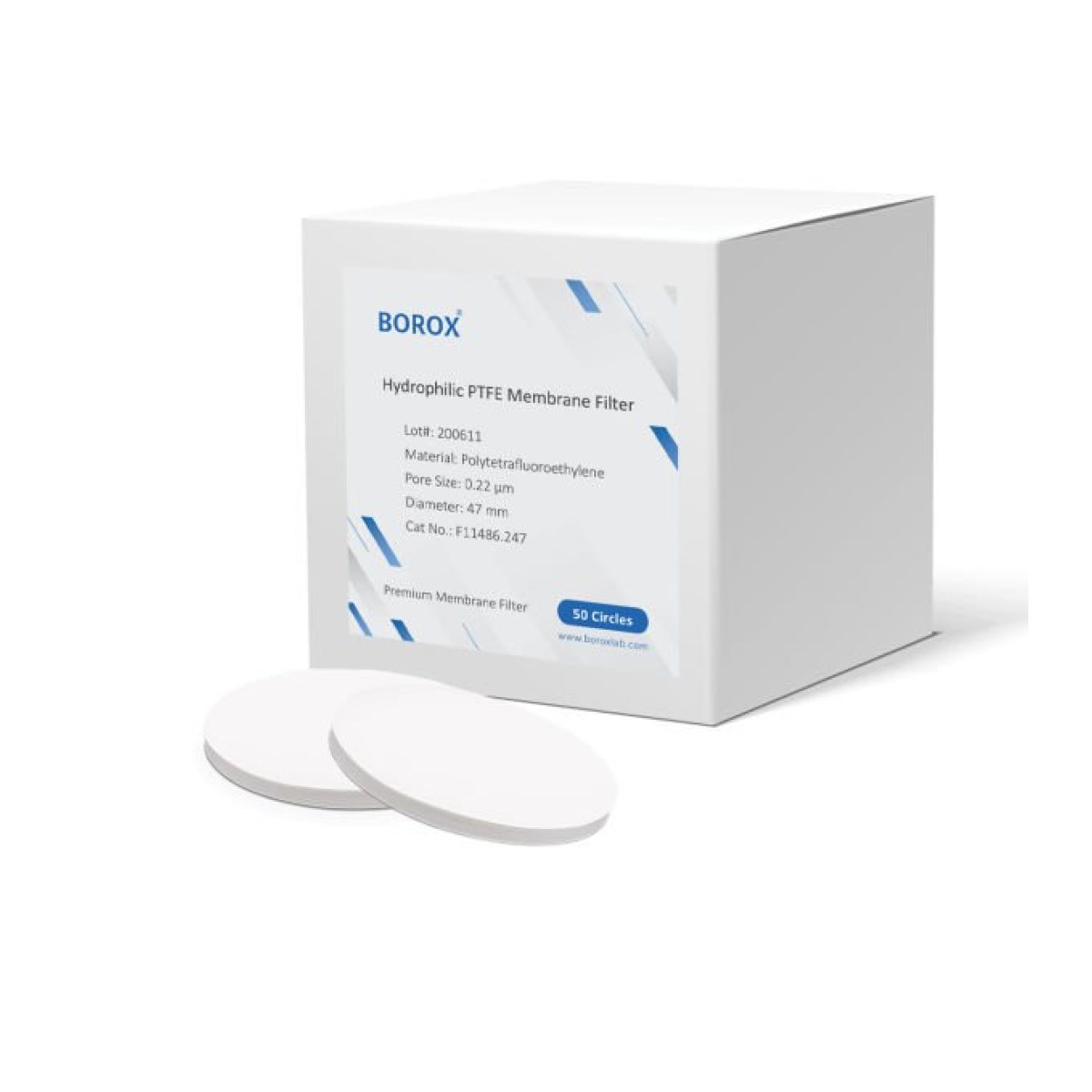 Borox Politetrafloroetilen PTFE Membran Filtre - 0.22µm 47mm - 50 pcs/Paket